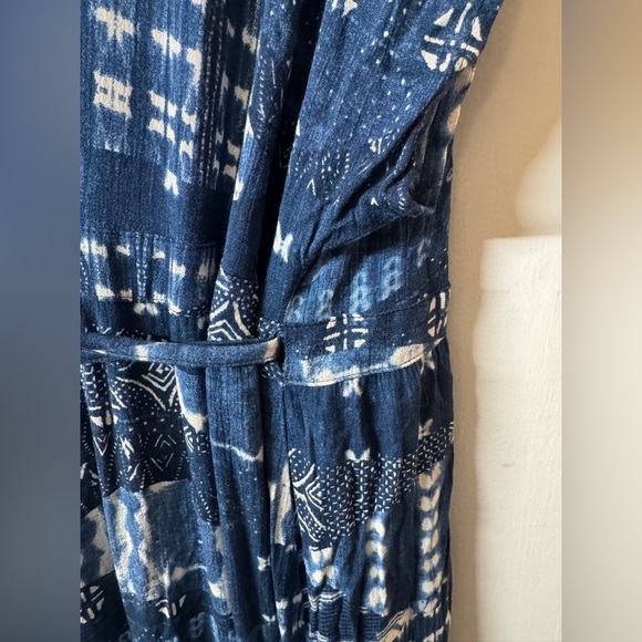 NWT Tysa Garbo Indigo Seas Blue White Patchwork Print Maxi Wrap Dress Size 2 - Picture 10 of 14